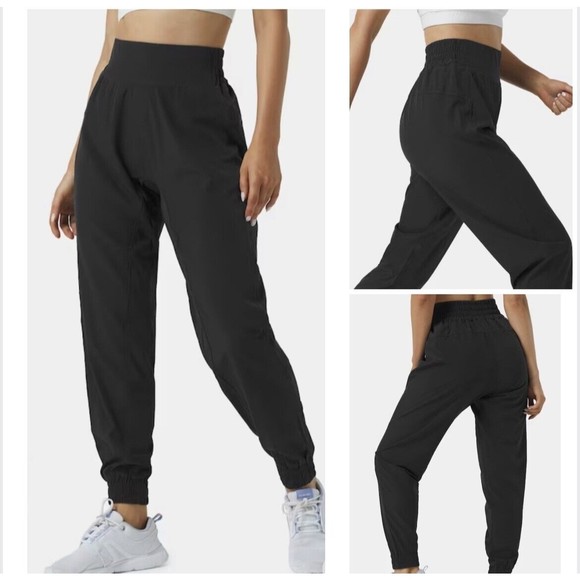 Halara Pants - Halara Elastic Waistband Joggers Sz L Black High Waist Soft Shell Pull On Pants